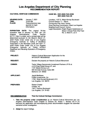 Fillable Online Los Angeles City Planning Department - City of Los ...