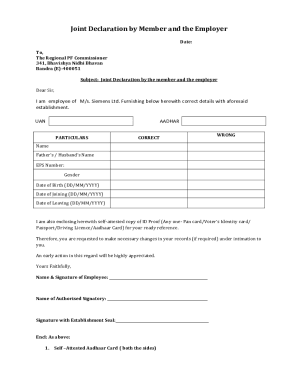 Fillable Online Joint Declaration Form EPF - ClearTax Fax Email Print ...