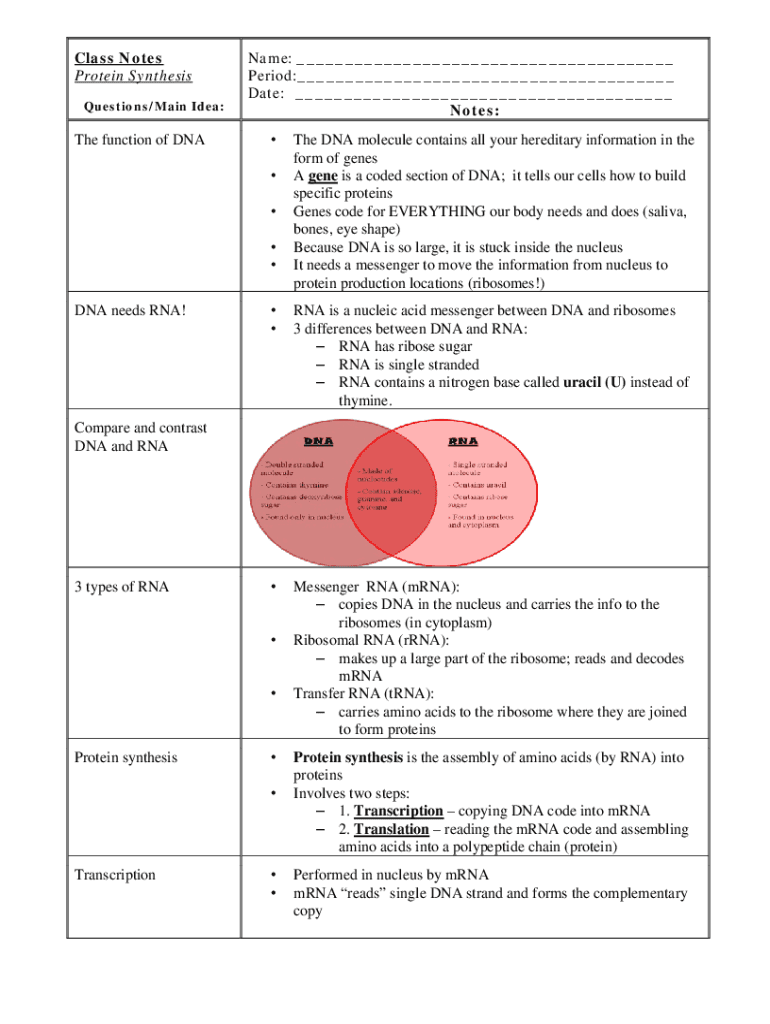 Fillable Online schoolwires henry k12 ga protein synthesis worksheet