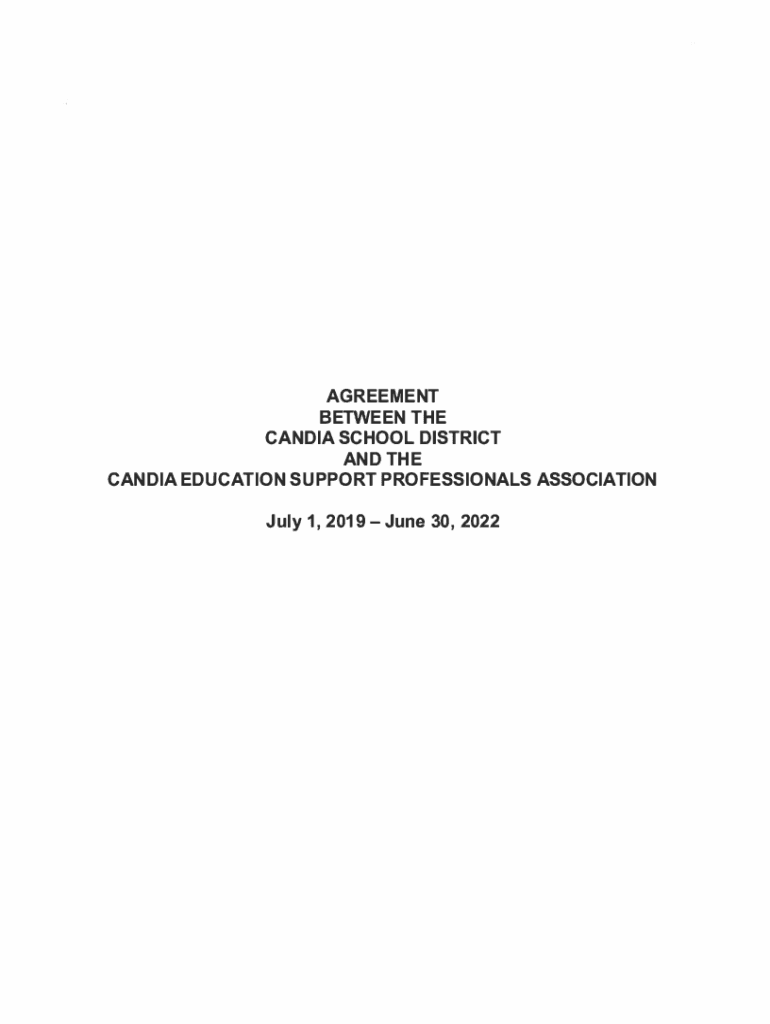 Fillable Online AGREEMENT BETWEEN THE CANDIA SCHOOL DISTRICT AND
