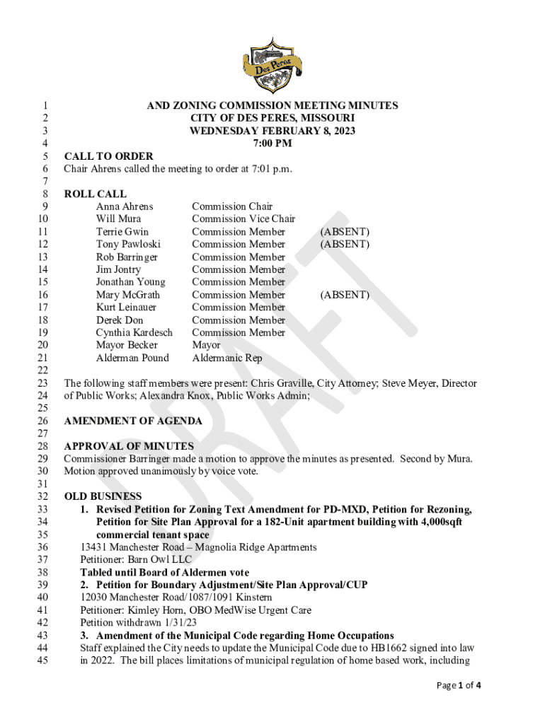 Fillable Online CITY OF DES PERES, MISSOURI Fax Email Print pdfFiller
