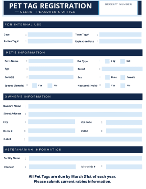Fillable Online Pet Tag Registration Fax Email Print - pdfFiller