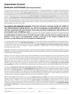 Fillable Online Consent Form - Impression for Dentures and Partials ...
