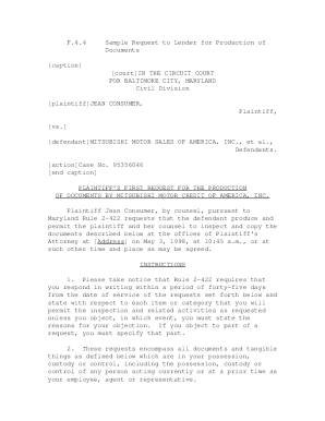 F.4.4 Sample Request to Lender for Production of Documents ...