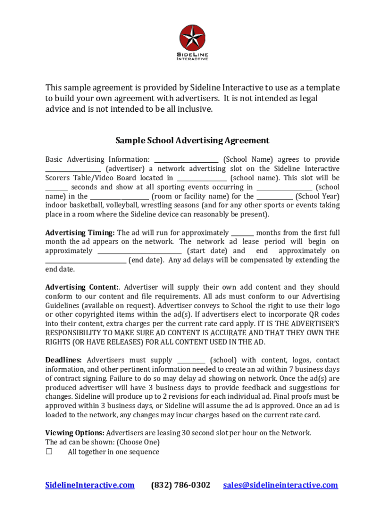 Fillable Online Sponsorship Agreement Form Definition & Sample Fax