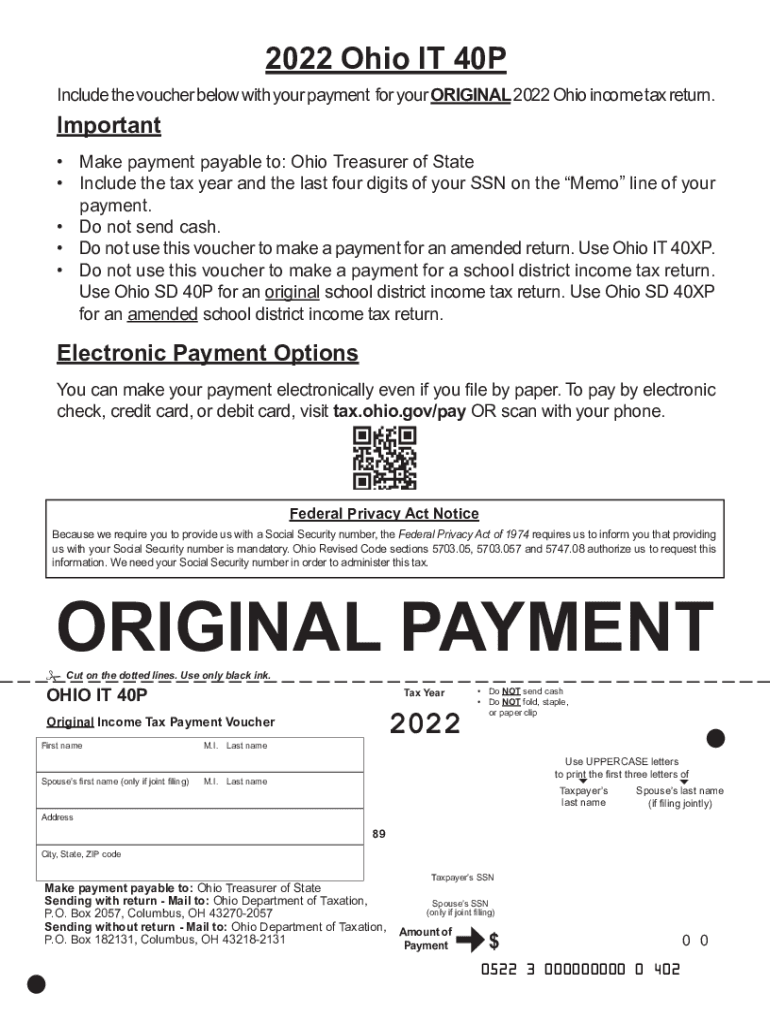 Fillable Online tax ohio Ohio Form IT 40P Tax Payment Voucher