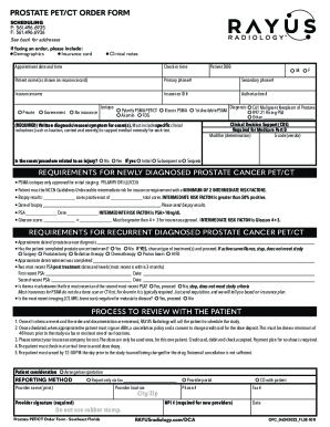 Fillable Online PROSTATE PET/CT ORDER FORM REQUIREMENTS FOR NEWLY ...