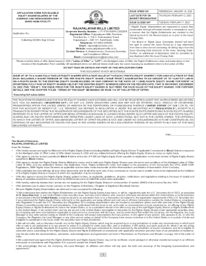 APPLICATION FORM FOR ELIGIBLE EQUITY ...