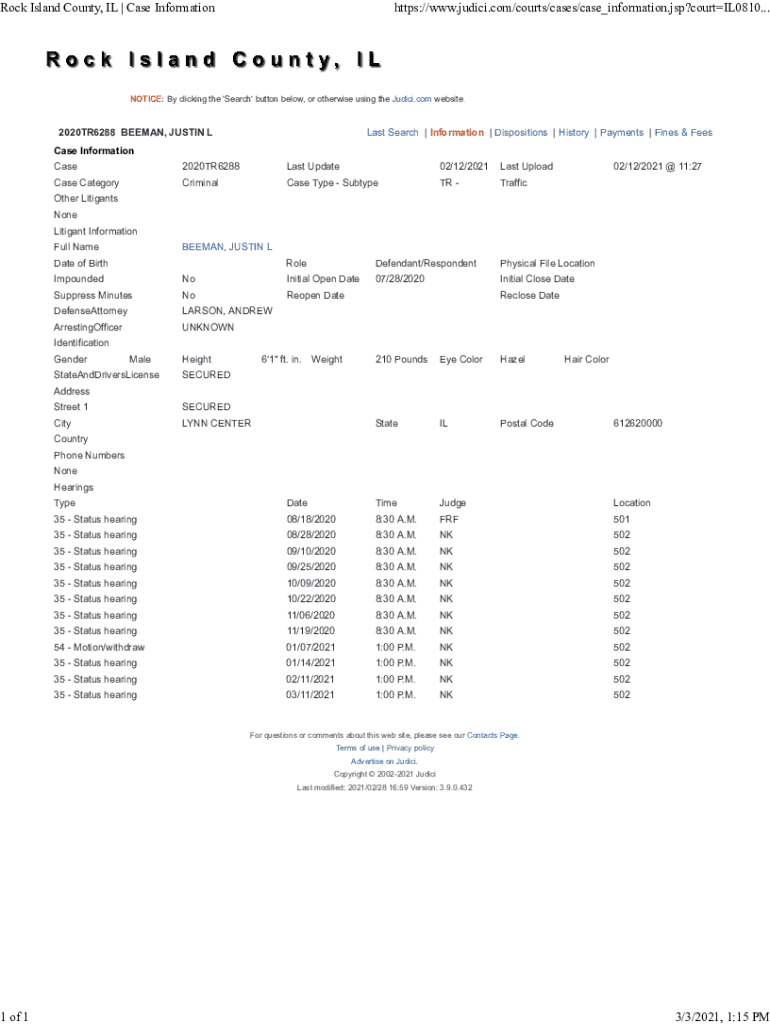 Fillable Online Rock Island County Court Records Fax Email Print