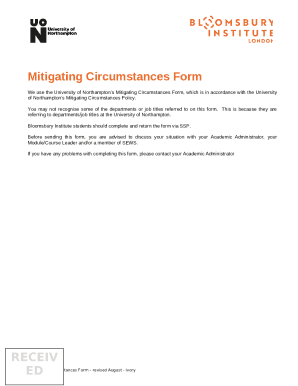 Mitigating Circumstances Guide Form