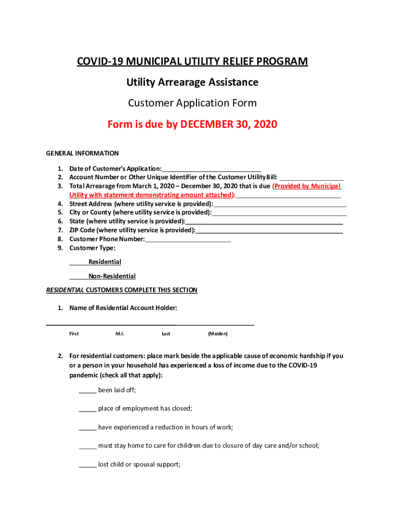 Fillable Online Electric and Gas Bill Relief Program Fax Email Print