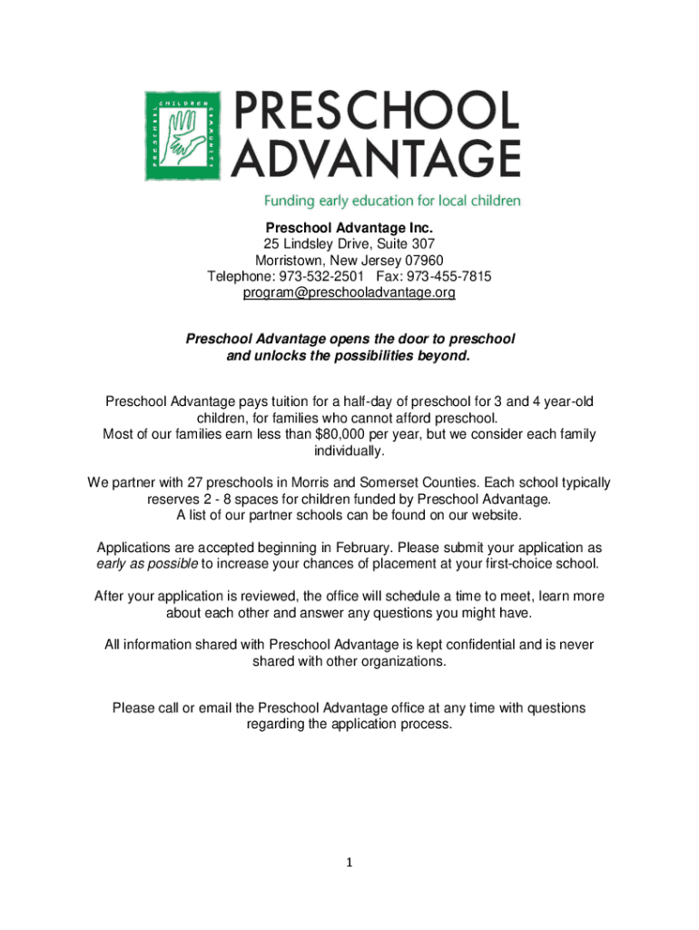 Fillable Online Preschool Advantage Inc Foundation Directory Candid 