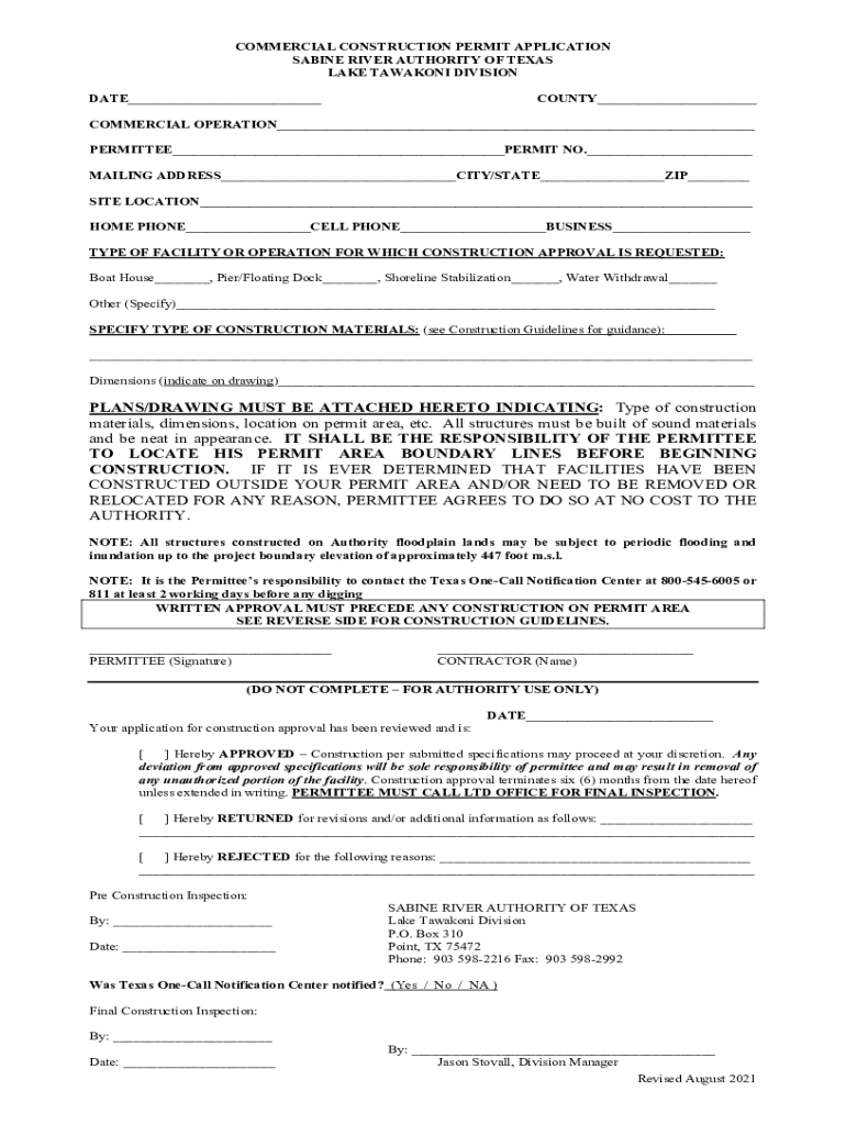 Fillable Online Application Sabine River Authority Pump Station Fax