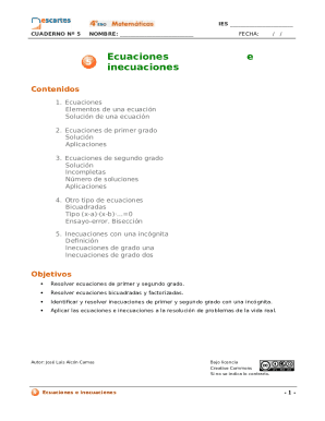 Ecuaciones e Inecuaciones Worksheet