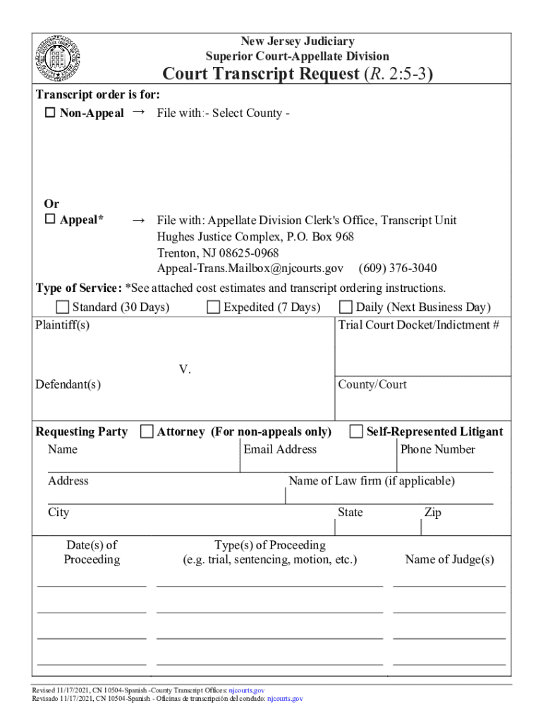 Completable En línea Transcript Request Form/Solicitud de una ...