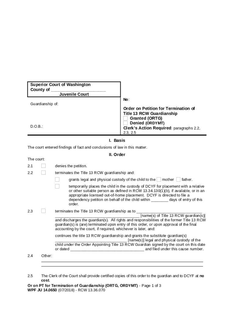 Court s Title 13 RCW Guardianship Doc Template pdfFiller