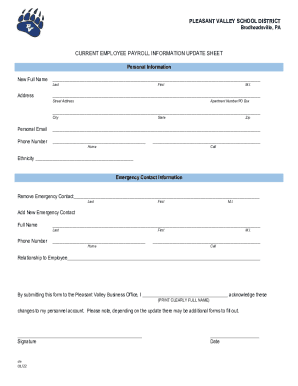 New Employee Payroll Information Sheet