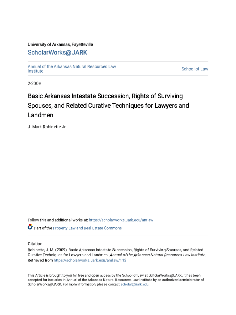 Fillable Online Basic Arkansas Intestate Succession, Rights of