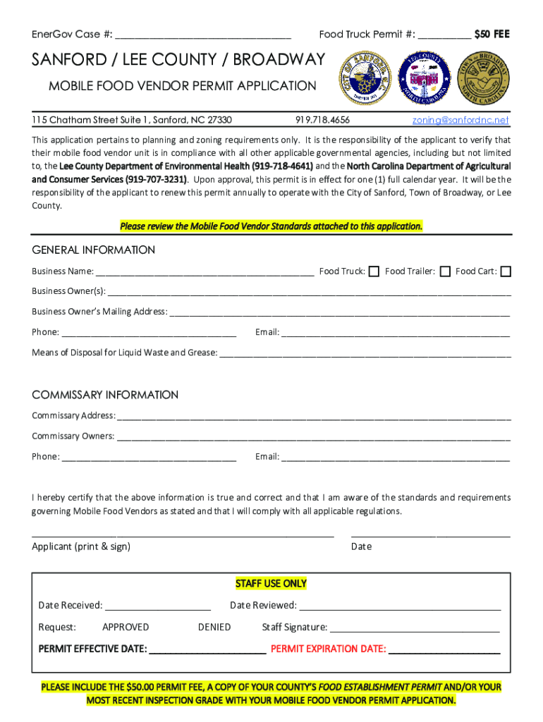 Fillable Online 5 Licenses and Permits Food Trucks Need On the Line