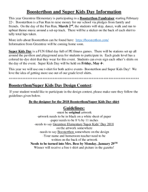 Fillable Online Boosterthon and Super Kids Day Information - Greentree ...