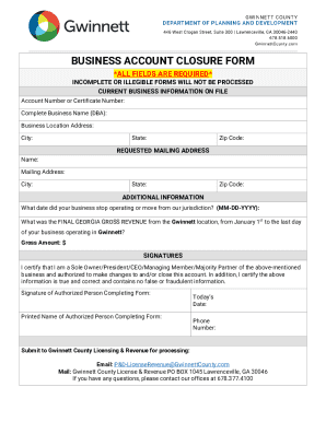 Gwinnett County Business Closure Form. Gwinnett County Business Closure Form