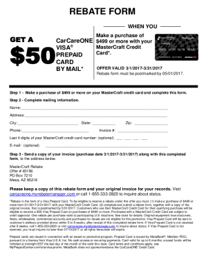 Fillable Online Car Care Rebate Form PDF Fax Email Print - pdfFiller