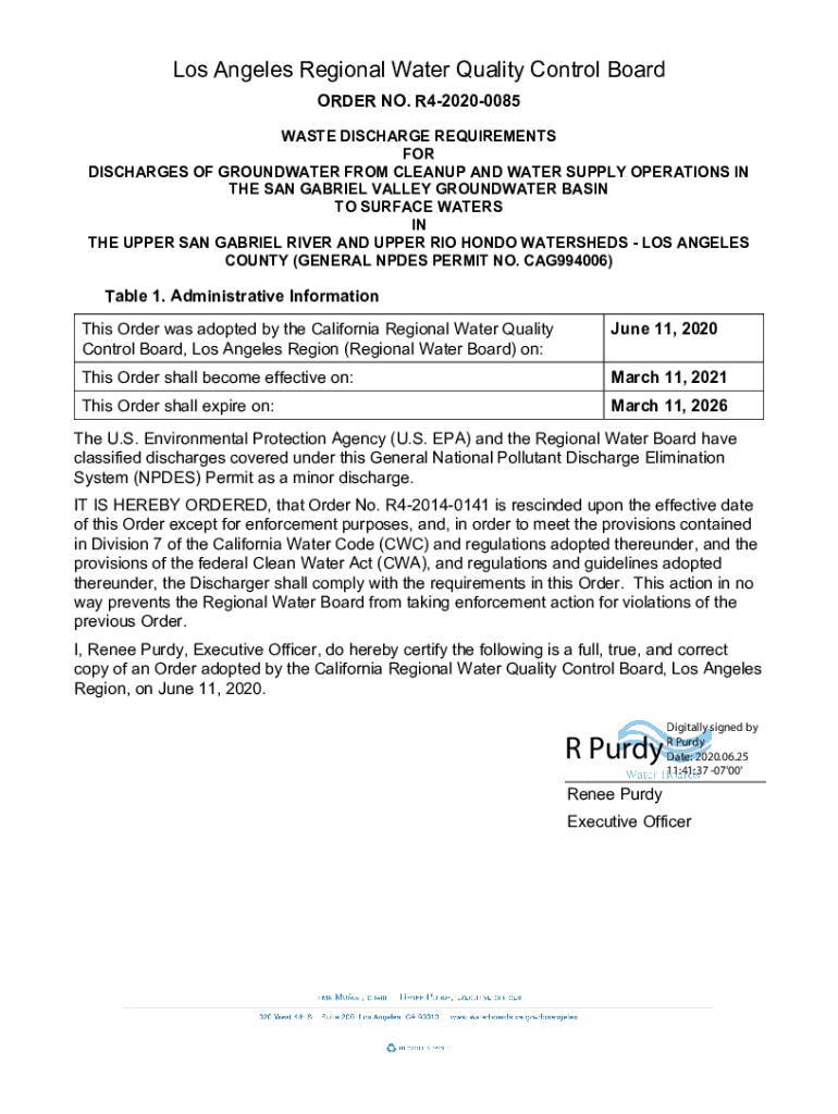 Fillable Online Water quality control plan, Los Angeles region Fax