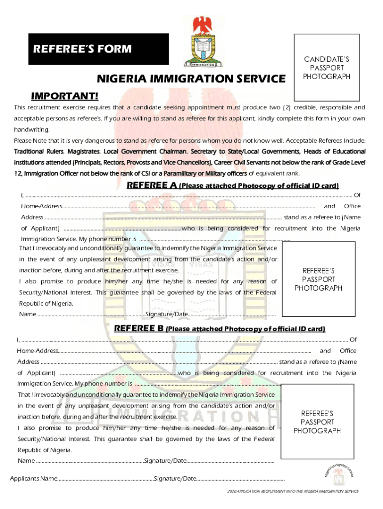 Fillable Online Download Nigeria Immigration Service (NIS) Referee's