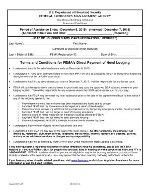 Fillable Online Terms and Conditions for FEMA's Direct Payment of Hotel ...