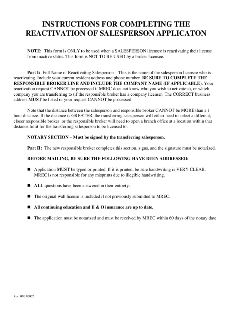 Fillable Online What can you do with an inactive real estate license