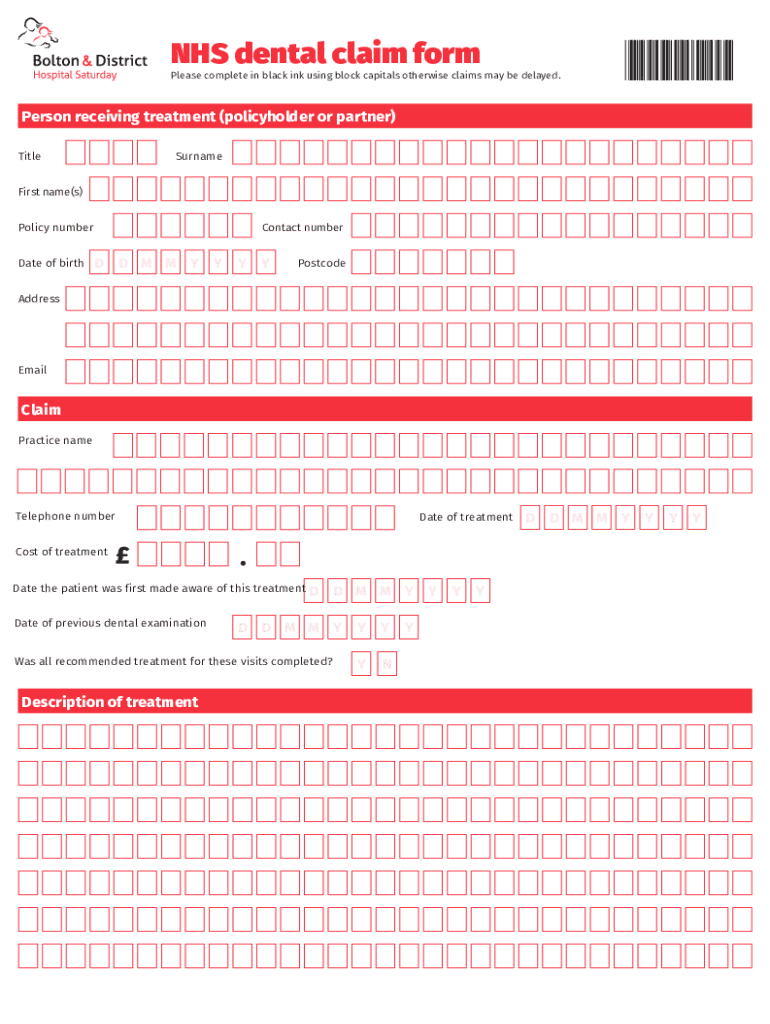 Fillable Online NHS dental claim form Fax Email Print pdfFiller