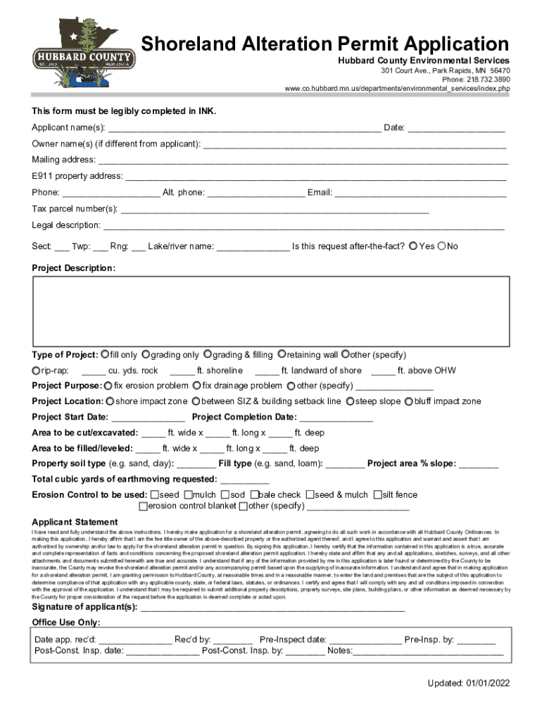 Fillable Online Permits to Hubbard County, MN Fax Email Print