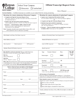 Fillable Online Official Transcript Request Form Select Your Campus ...