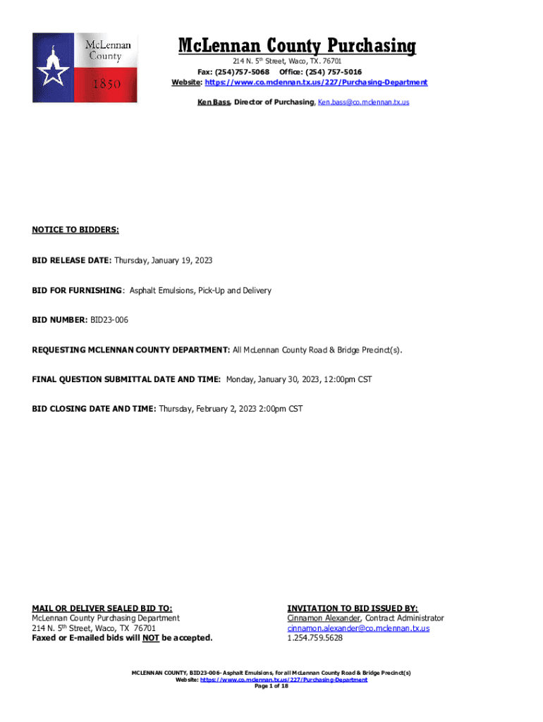 Fillable Online BID23006 Packet Fax Email Print pdfFiller