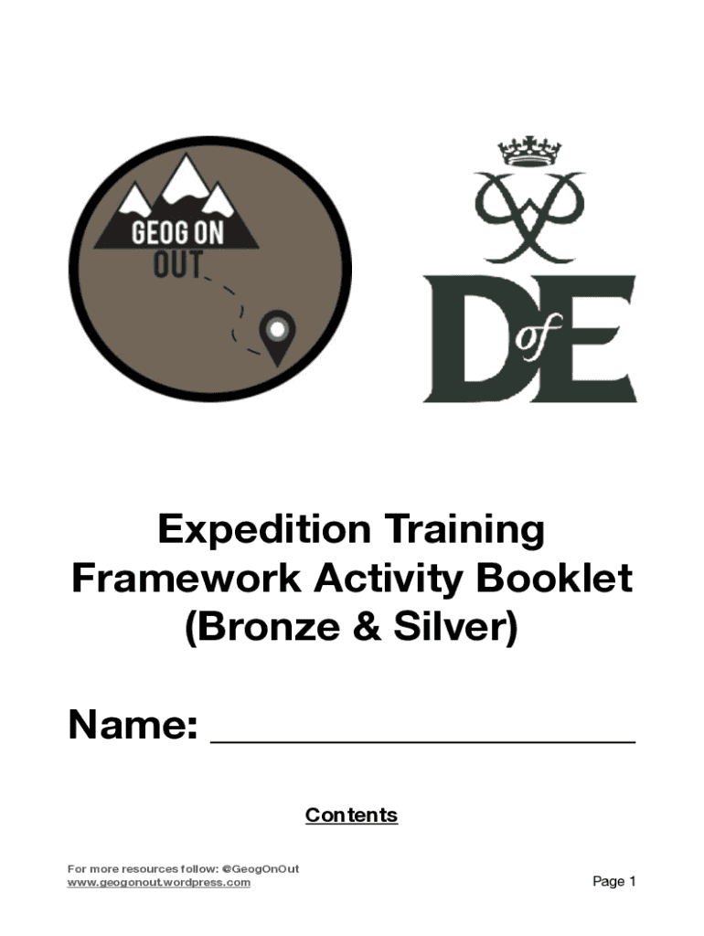 Fillable Online DofE Expedition Framework Activity Booklet (Bronze and
