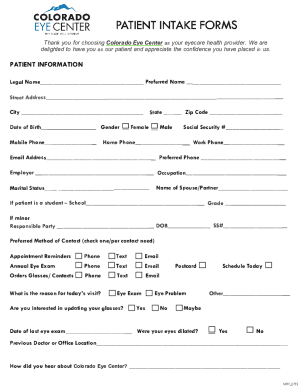 Fillable Online Colorado Eye CenterPatient Forms Fax Email Print ...