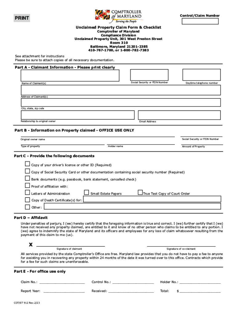 Fillable Online Unclaimed Property Claim Form Checklist Part A Fax Email Print Pdffiller Fillable Online Unclaimed Property Claim Form Checklist Part A Fax Email Print Pdffiller