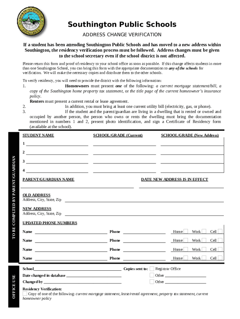Address Change Verification Doc Template | pdfFiller