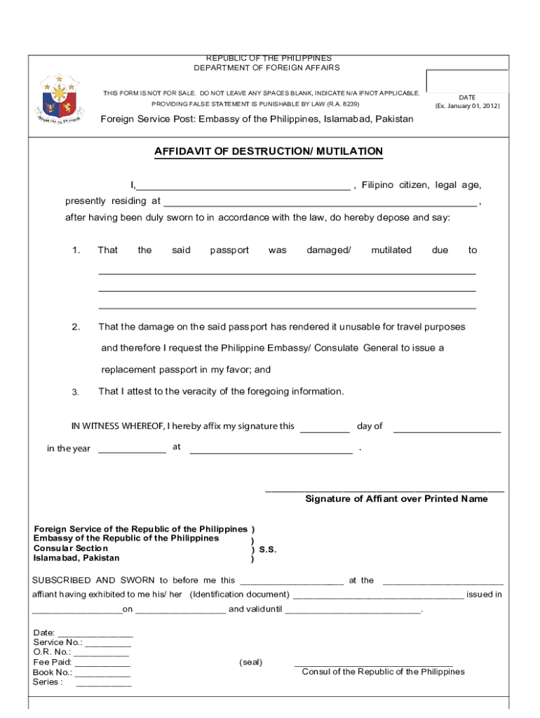 Fillable Online PASSPORT APPLICATION FORM FA FORM NO 79 Fax Email 