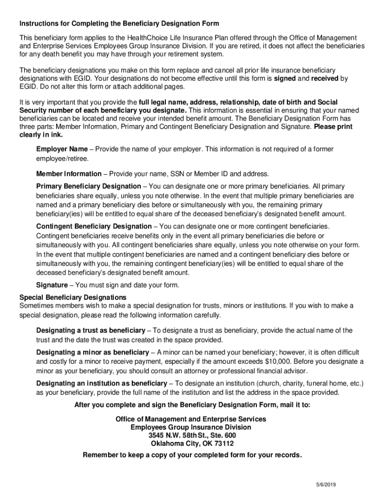 Fillable Online beneficiary designation form Fax Email Print - pdfFiller