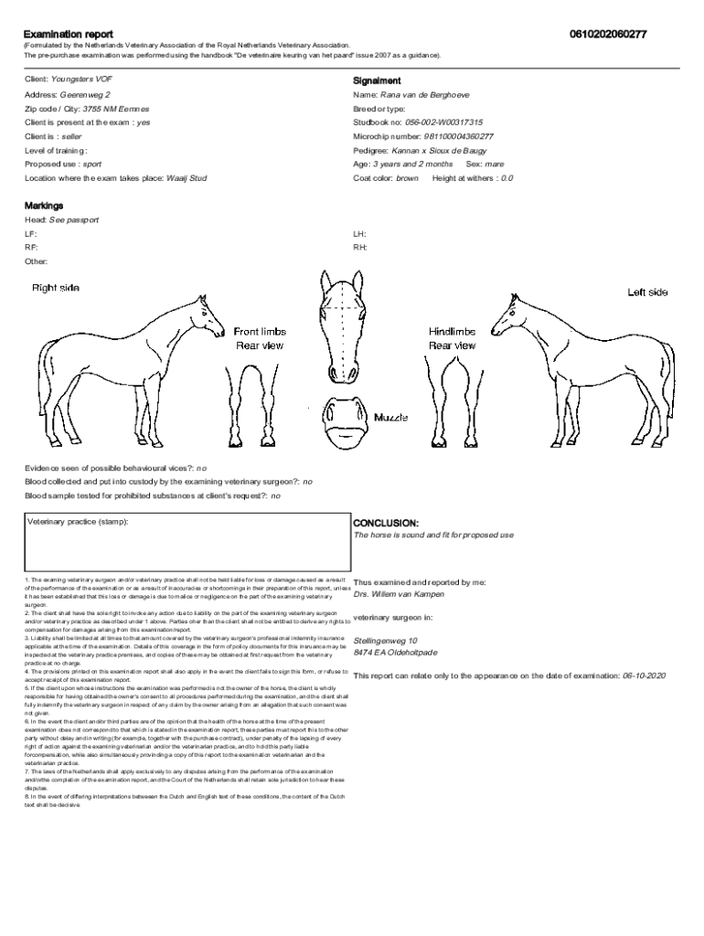 Examination report 0610202060277 Examination report horse Rana van de Berghoeve056-002-W00317315 981 Preview on Page 1