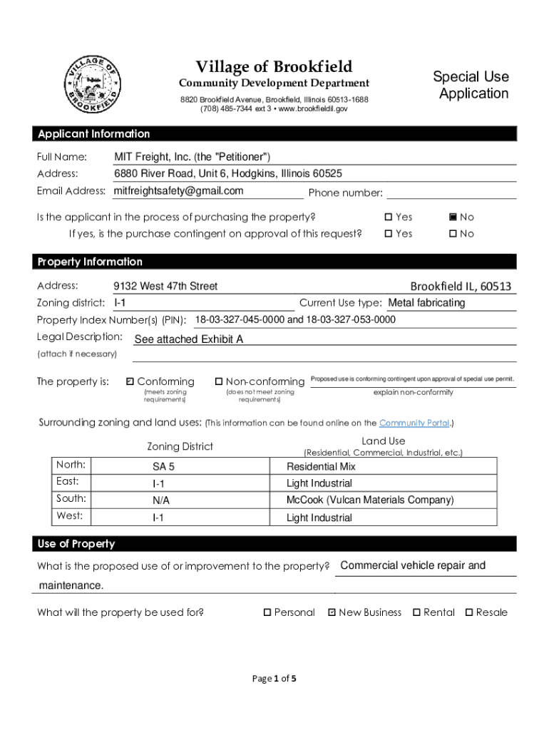 Fillable Online Planning and Zoning CommissionVillage of Brookfield Fax