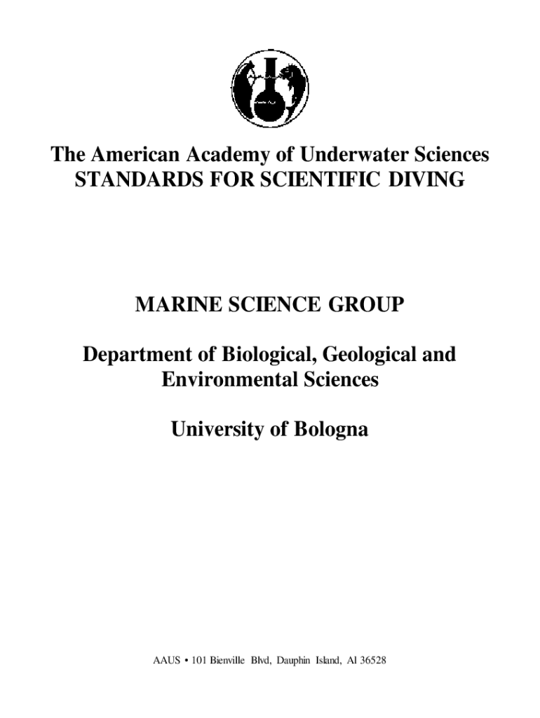 Fillable Online American Academy of Underwater Sciences Standards for