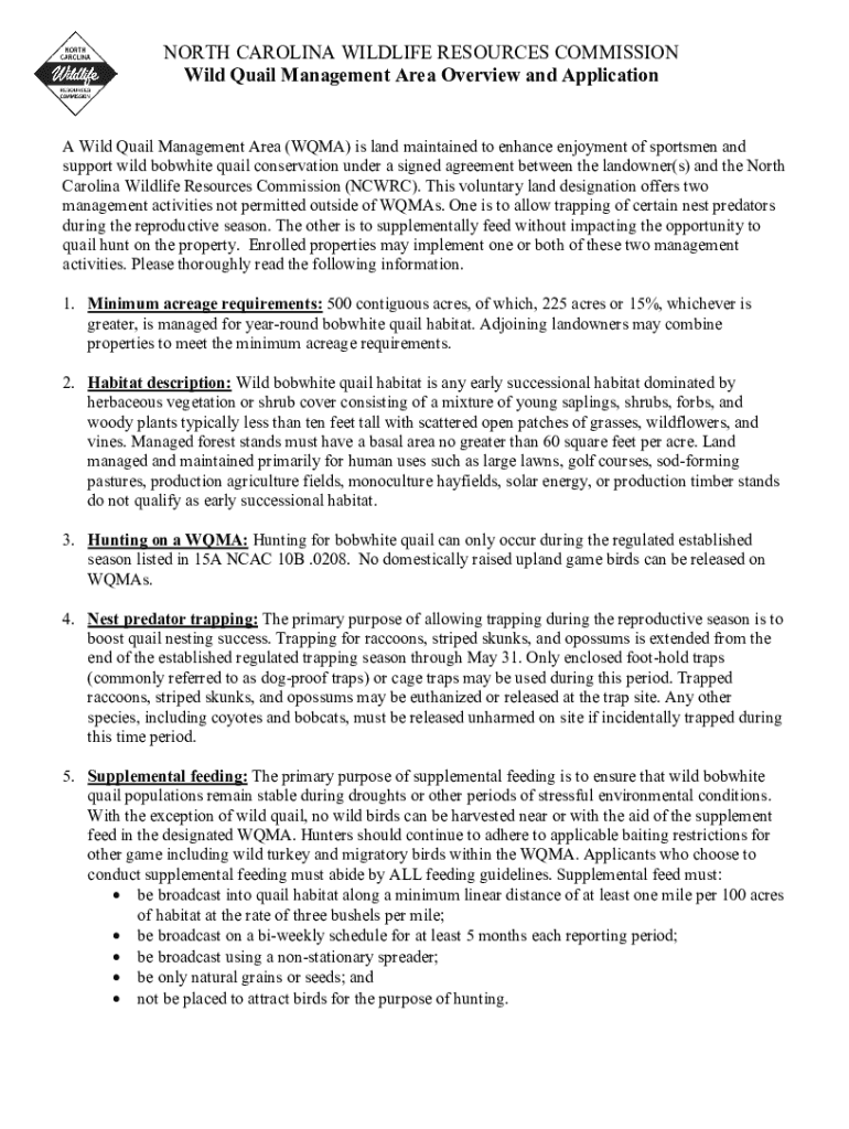 Fillable Online Wild Quail Management Area Agreement Fax Email Print