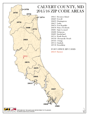 Fillable Online planning maryland List of ZIP Codes in Calvert County ...