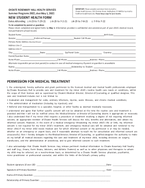 Choate Rosemary Hall STUDENT HEALTH FORM