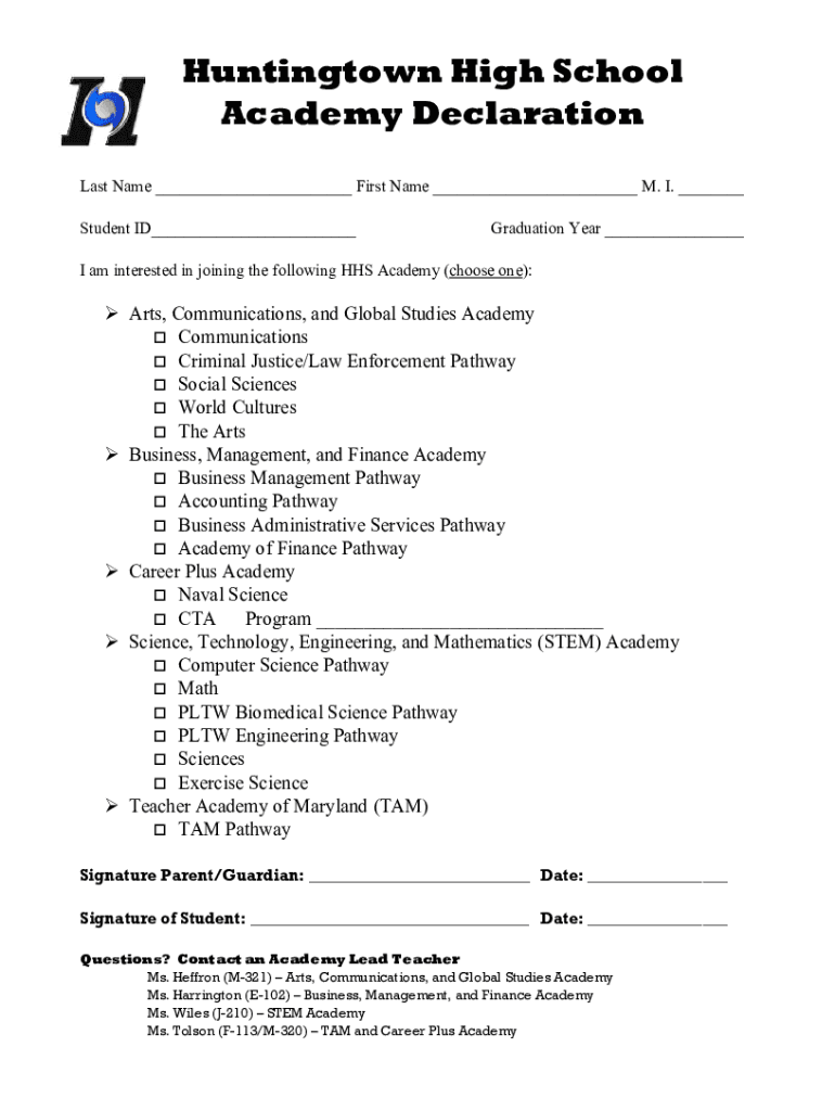 Fillable Online Huntingtown High School Transcript Request Fax Email