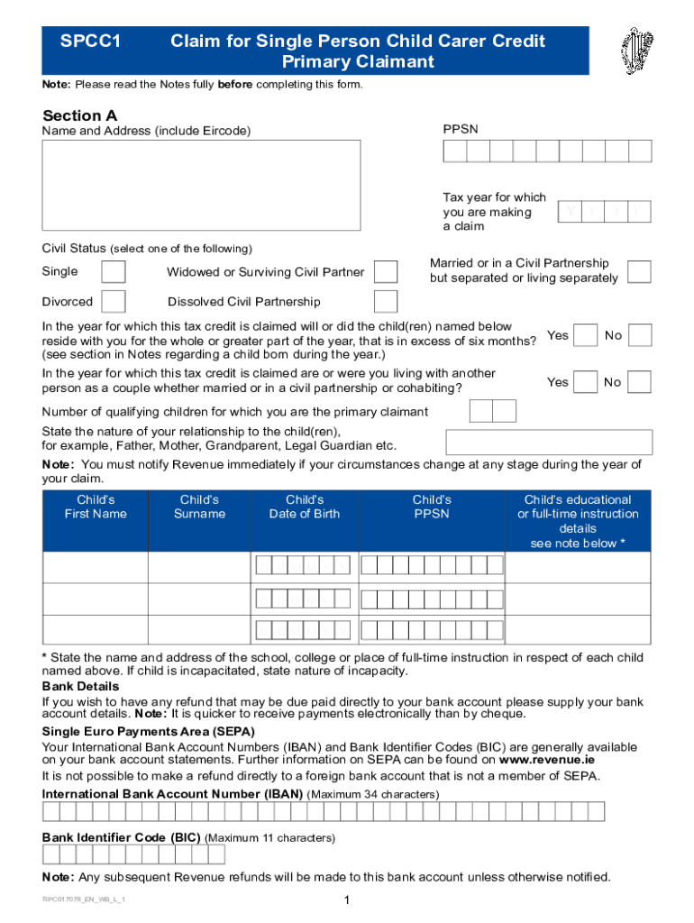 spcc1 form Preview on Page 1