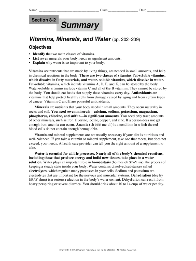 Fillable Online Vitamins and Minerals for Older Adults Fax Email Print
