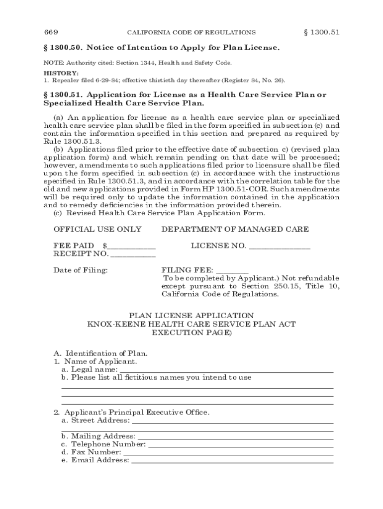 Fillable Online CALIFORNIA KNOXKEENE HEALTH CARE SERVICE PLAN ACT AND